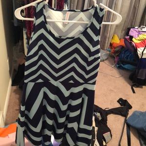 Blue and mint green striped dress